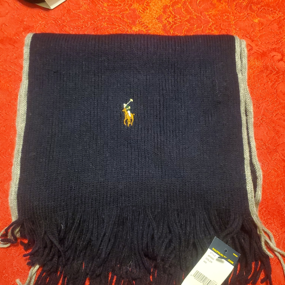 Polo by Ralph Lauren Dark Blue and Gray Scarf